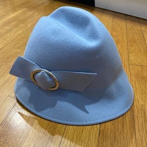 Medici Blue Felt Winter Hat with Silver Buckle